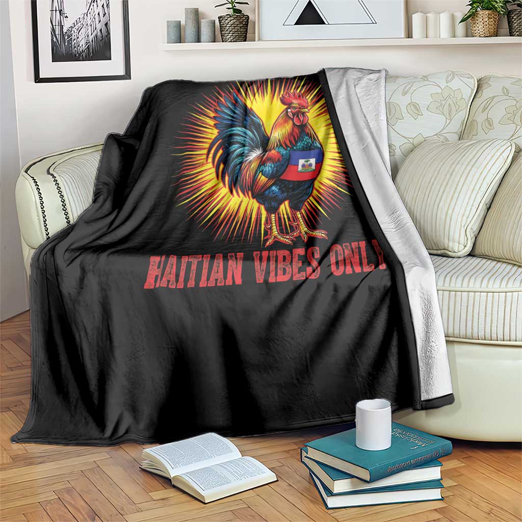 Proud Haitian Rooster Flag Throw Blanket Majestic National Symbol Haiti Heritage Pride TS02 Print Your Wear
