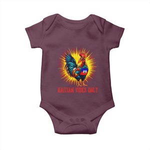 Proud Haitian Rooster Flag Baby Onesie Majestic National Symbol Haiti Heritage Pride TS02 Maroon Print Your Wear