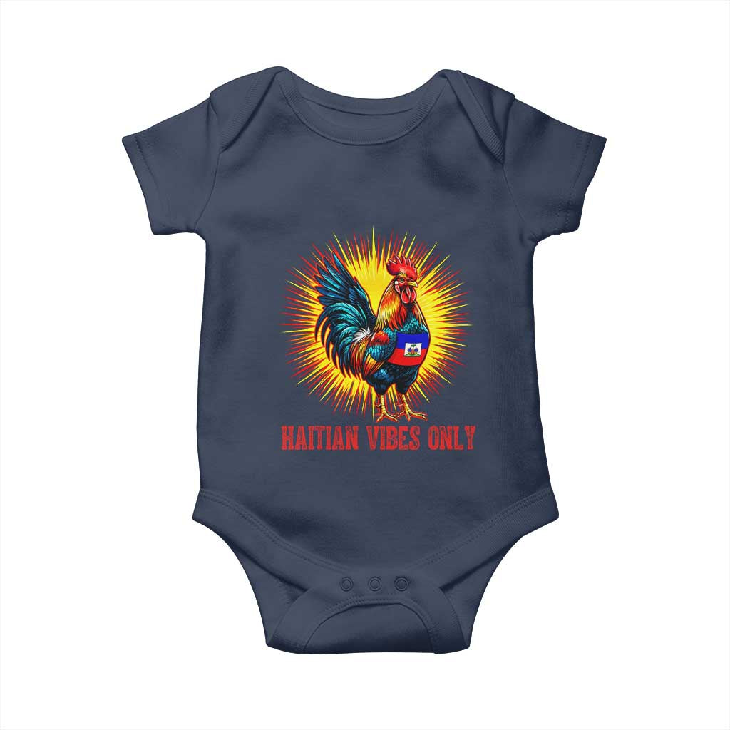 Proud Haitian Rooster Flag Baby Onesie Majestic National Symbol Haiti Heritage Pride TS02 Navy Print Your Wear