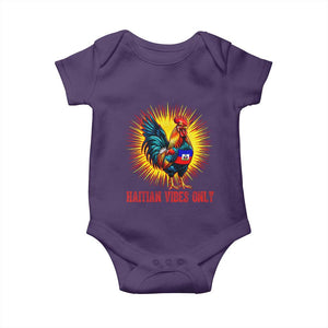 Proud Haitian Rooster Flag Baby Onesie Majestic National Symbol Haiti Heritage Pride TS02 Purple Print Your Wear