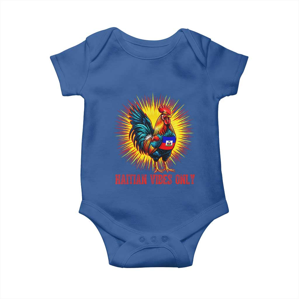 Proud Haitian Rooster Flag Baby Onesie Majestic National Symbol Haiti Heritage Pride TS02 Royal Blue Print Your Wear