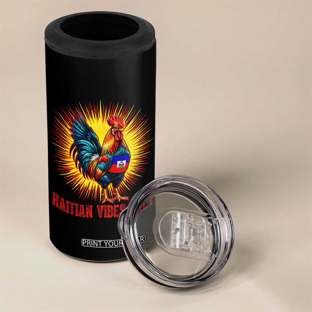 Proud Haitian Rooster Flag 4 in 1 Can Cooler Tumbler Majestic National Symbol Haiti Heritage Pride TS02 Print Your Wear