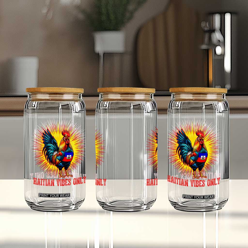 Proud Haitian Rooster Flag Glass Can Majestic National Symbol Haiti Heritage Pride TS02 Print Your Wear