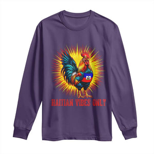 Proud Haitian Rooster Flag Long Sleeve Shirt Majestic National Symbol Haiti Heritage Pride TS02 Purple Print Your Wear