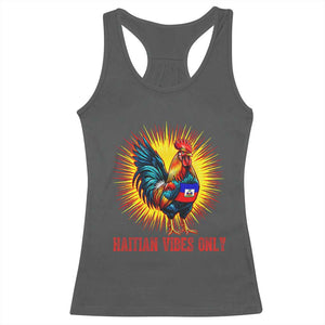 Proud Haitian Rooster Flag Racerback Tank Top Majestic National Symbol Haiti Heritage Pride TS02 Dark Heather Print Your Wear