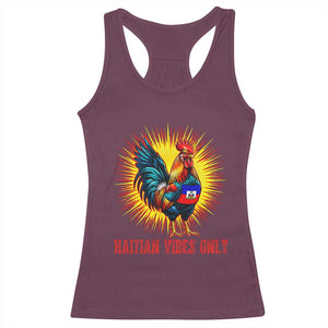 Proud Haitian Rooster Flag Racerback Tank Top Majestic National Symbol Haiti Heritage Pride TS02 Maroon Print Your Wear