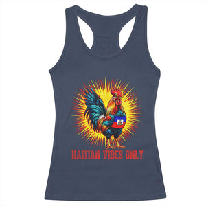 Proud Haitian Rooster Flag Racerback Tank Top Majestic National Symbol Haiti Heritage Pride TS02 Navy Print Your Wear