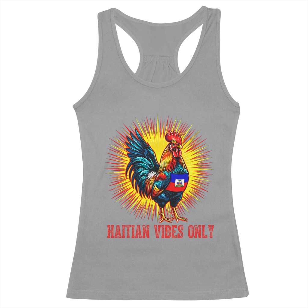 Proud Haitian Rooster Flag Racerback Tank Top Majestic National Symbol Haiti Heritage Pride TS02 Sport Gray Print Your Wear