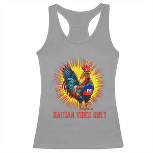 Proud Haitian Rooster Flag Racerback Tank Top Majestic National Symbol Haiti Heritage Pride TS02 Sport Gray Print Your Wear
