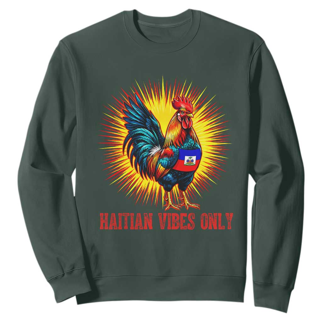 Proud Haitian Rooster Flag Sweatshirt Majestic National Symbol Haiti Heritage Pride TS02 Dark Forest Green Print Your Wear