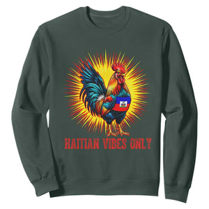 Proud Haitian Rooster Flag Sweatshirt Majestic National Symbol Haiti Heritage Pride TS02 Dark Forest Green Print Your Wear