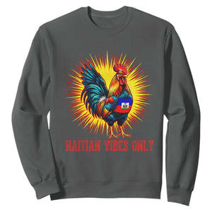 Proud Haitian Rooster Flag Sweatshirt Majestic National Symbol Haiti Heritage Pride TS02 Dark Heather Print Your Wear
