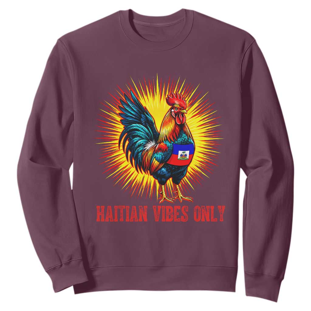 Proud Haitian Rooster Flag Sweatshirt Majestic National Symbol Haiti Heritage Pride TS02 Maroon Print Your Wear