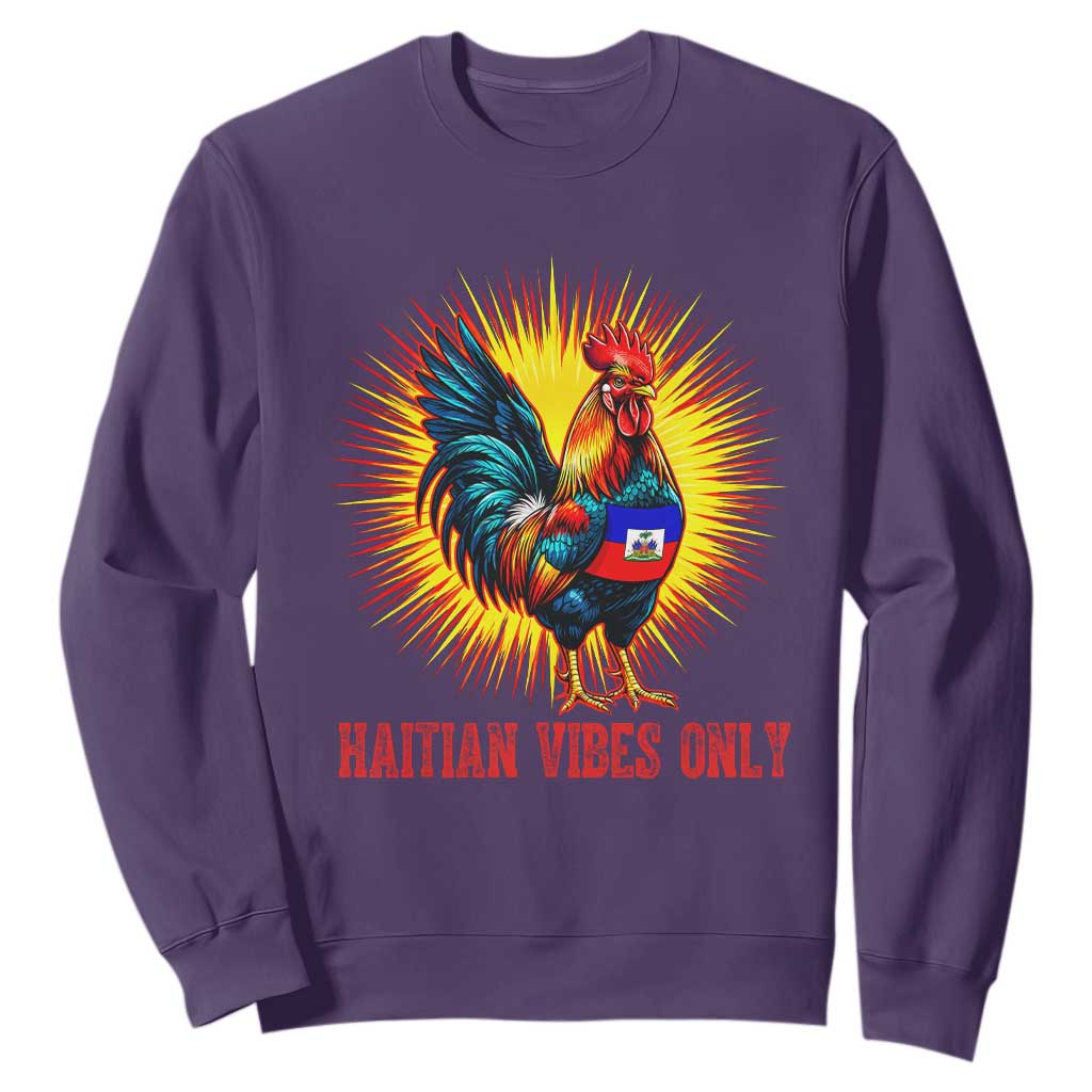 Proud Haitian Rooster Flag Sweatshirt Majestic National Symbol Haiti Heritage Pride TS02 Purple Print Your Wear
