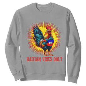 Proud Haitian Rooster Flag Sweatshirt Majestic National Symbol Haiti Heritage Pride TS02 Sport Gray Print Your Wear