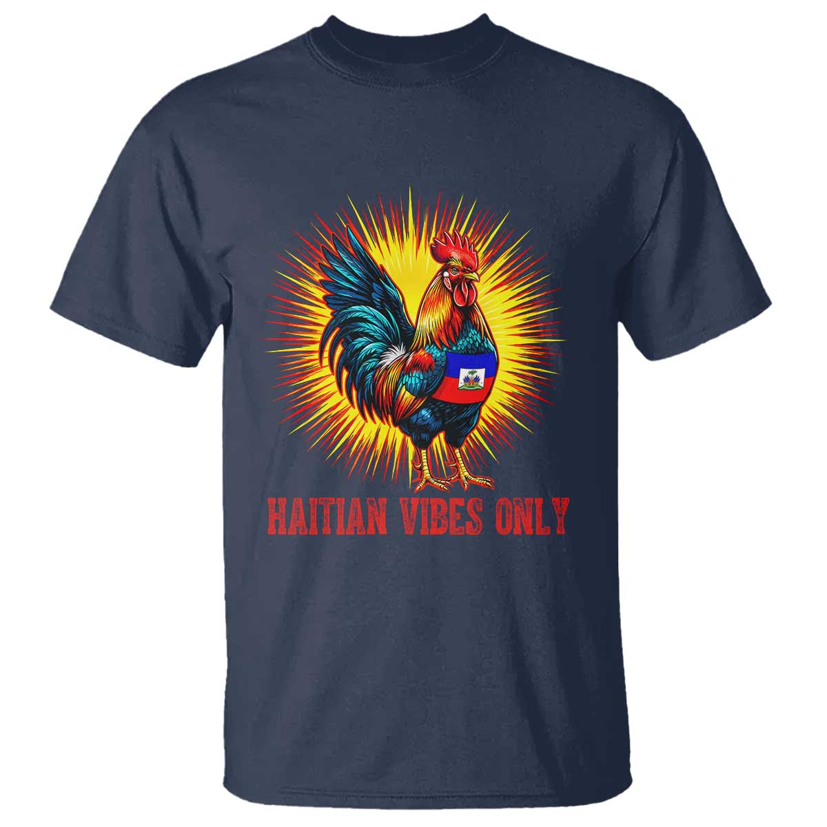 Proud Haitian Rooster Flag T Shirt Majestic National Symbol Haiti Heritage Pride TS02 Navy Print Your Wear