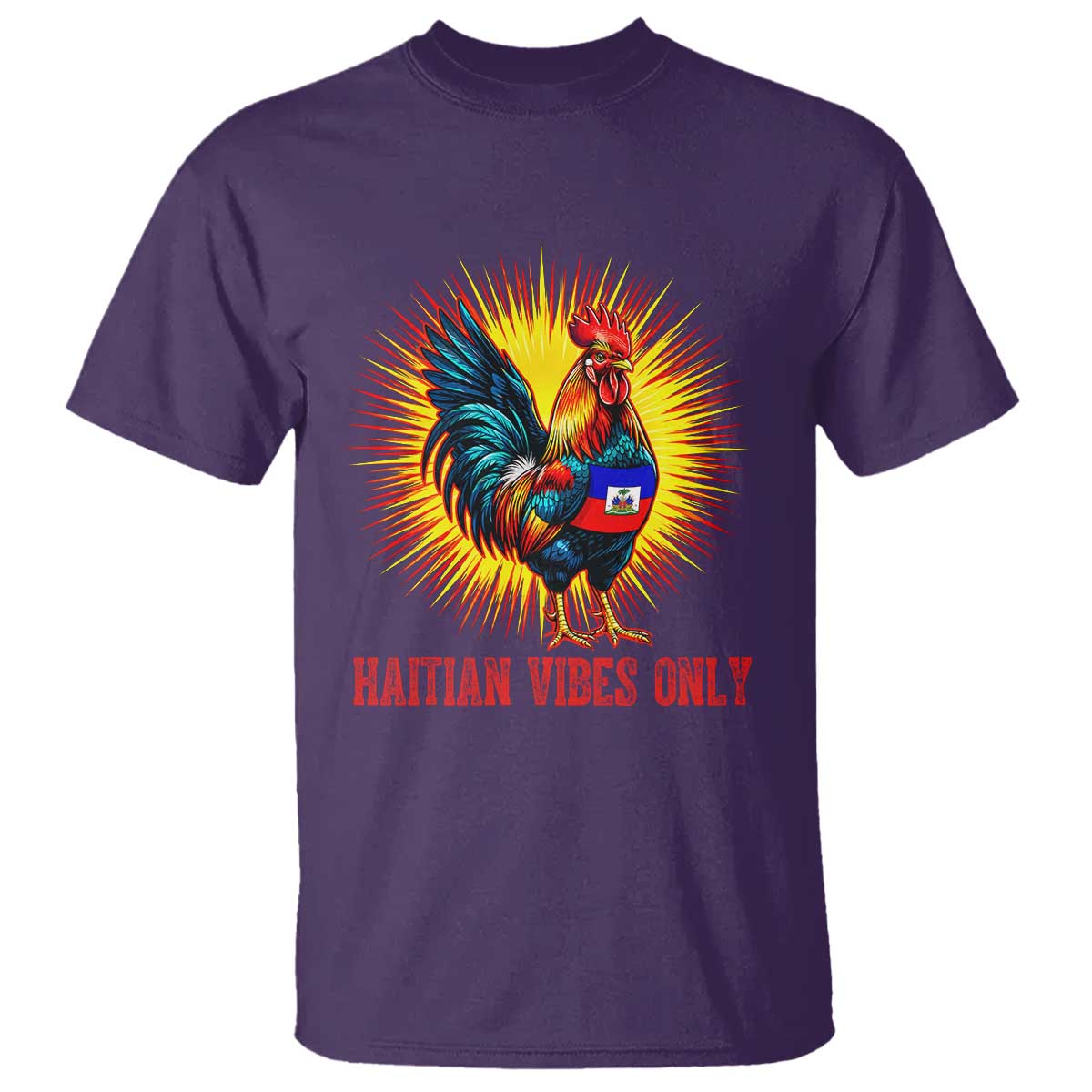 Proud Haitian Rooster Flag T Shirt Majestic National Symbol Haiti Heritage Pride TS02 Purple Print Your Wear