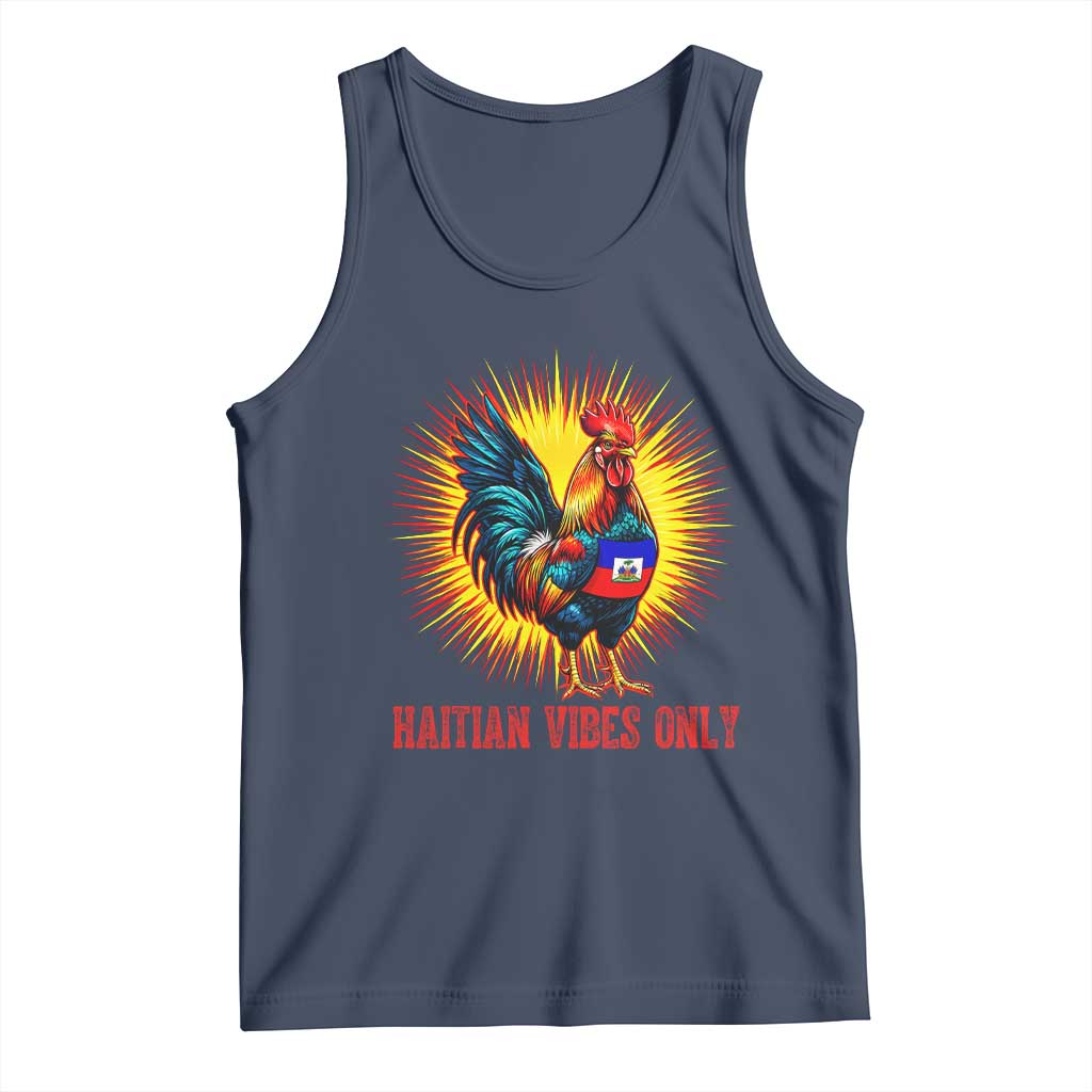 Proud Haitian Rooster Flag Tank Top Majestic National Symbol Haiti Heritage Pride TS02 Navy Print Your Wear