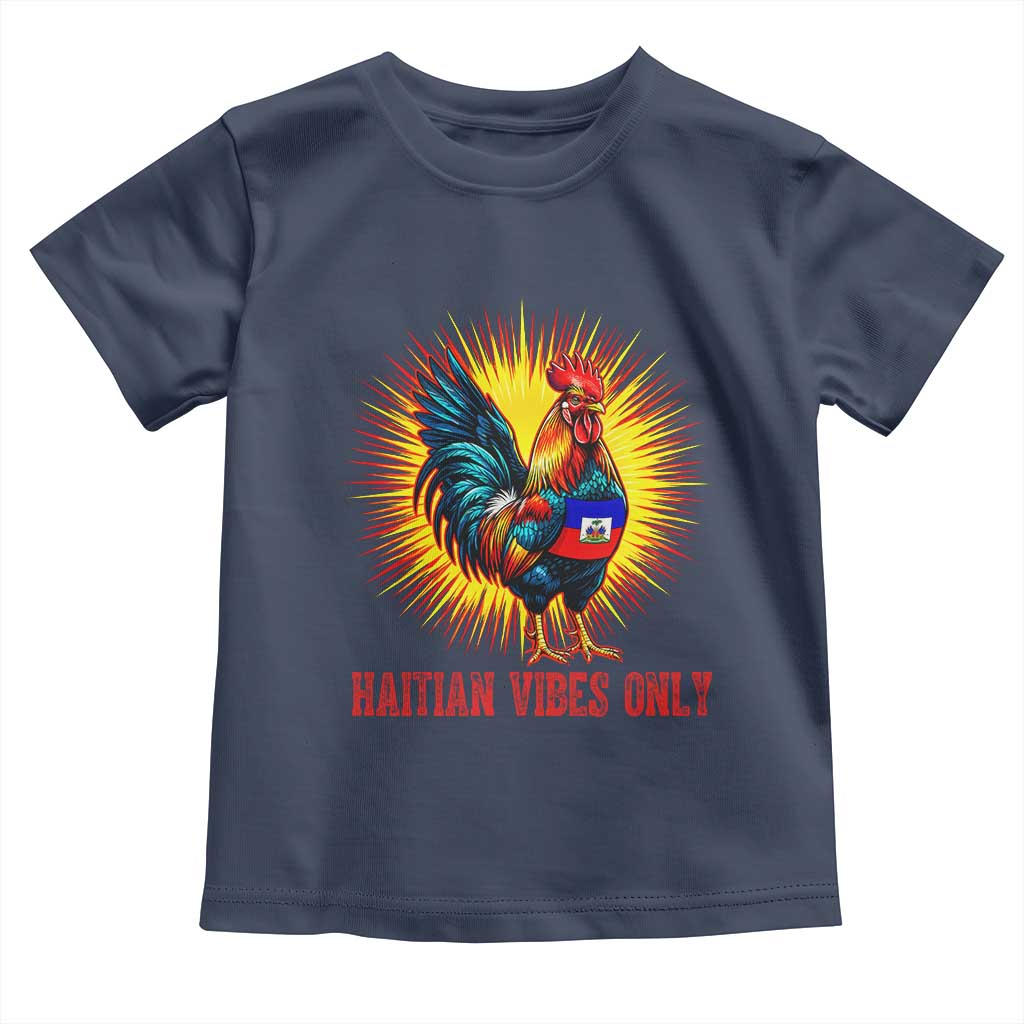 Proud Haitian Rooster Flag Toddler T Shirt Majestic National Symbol Haiti Heritage Pride TS02 Navy Print Your Wear