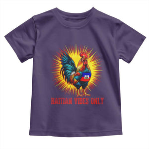 Proud Haitian Rooster Flag Toddler T Shirt Majestic National Symbol Haiti Heritage Pride TS02 Purple Print Your Wear