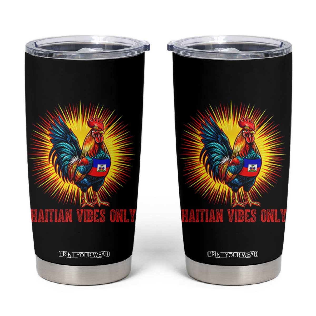Proud Haitian Rooster Flag Tumbler Cup Majestic National Symbol Haiti Heritage Pride TS02 Black Print Your Wear