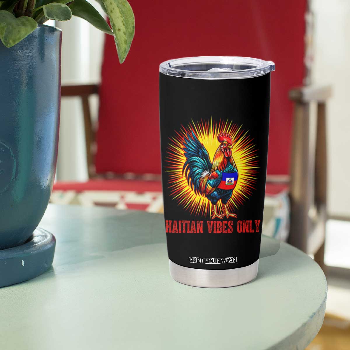 Proud Haitian Rooster Flag Tumbler Cup Majestic National Symbol Haiti Heritage Pride TS02 Print Your Wear