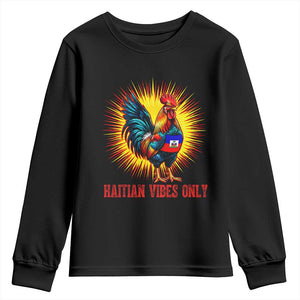 Proud Haitian Rooster Flag Youth Sweatshirt Majestic National Symbol Haiti Heritage Pride TS02 Black Print Your Wear