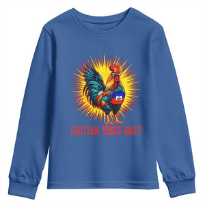Proud Haitian Rooster Flag Youth Sweatshirt Majestic National Symbol Haiti Heritage Pride TS02 Royal Blue Print Your Wear