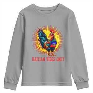 Proud Haitian Rooster Flag Youth Sweatshirt Majestic National Symbol Haiti Heritage Pride TS02 Sport Gray Print Your Wear