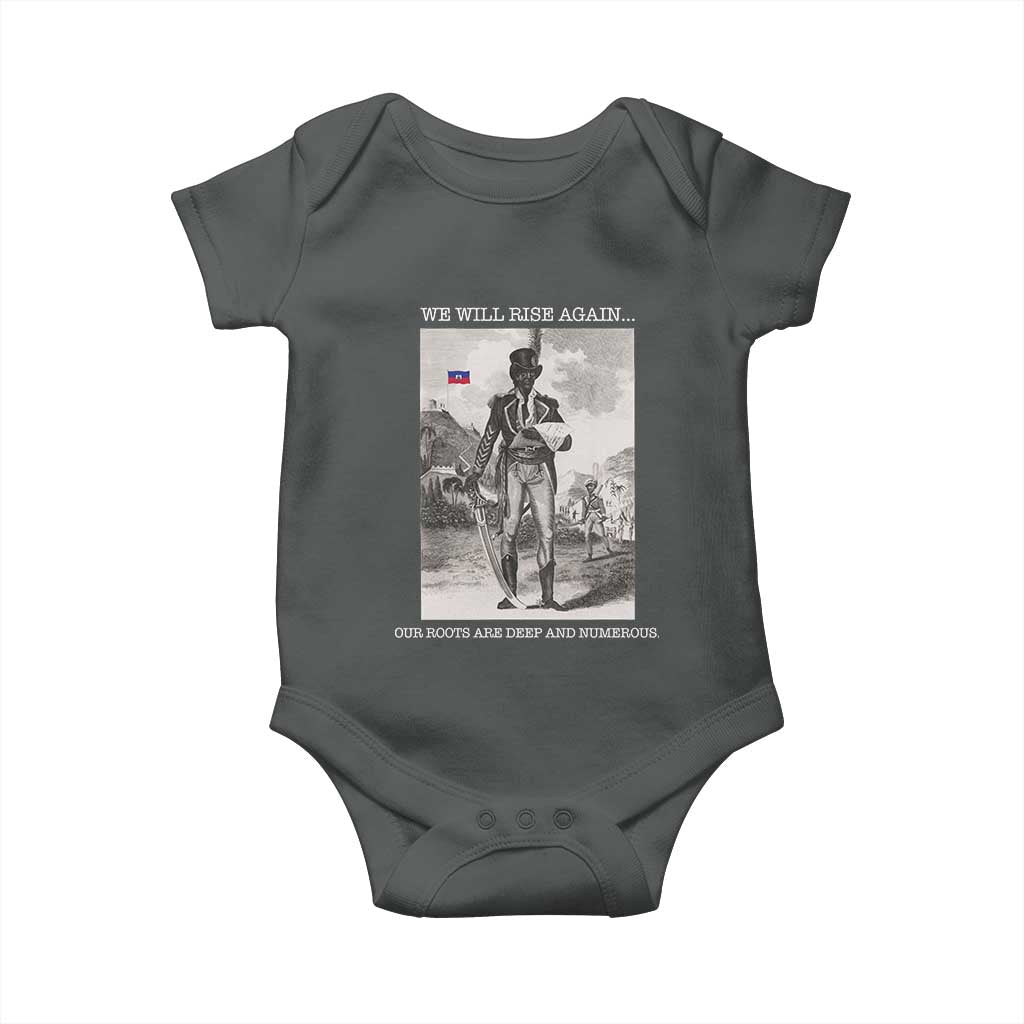 Haitian Revolution Toussaint Louverture Baby Onesie We Will Rise Again Historic Graphic TS02 Dark Heather Print Your Wear
