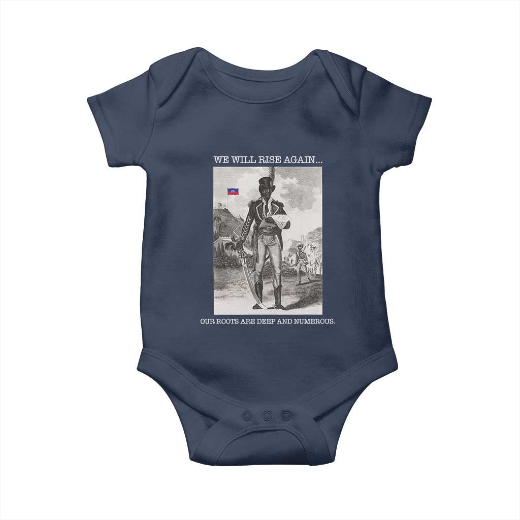 Haitian Revolution Toussaint Louverture Baby Onesie We Will Rise Again Historic Graphic TS02 Navy Print Your Wear