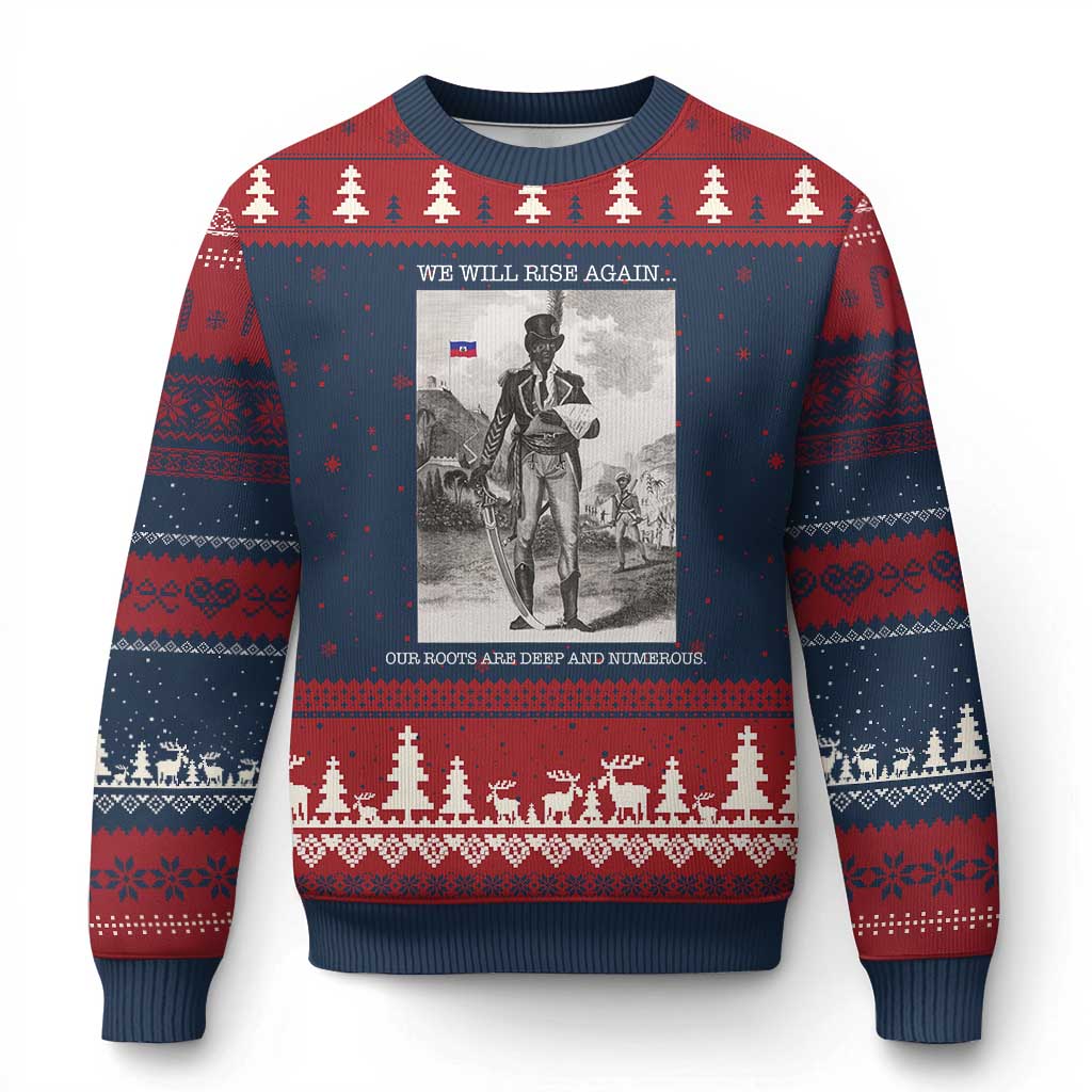 Haitian Revolution Toussaint Louverture Ugly Christmas Sweater We Will Rise Again Historic Graphic TS02 Navy Red Print Your Wear