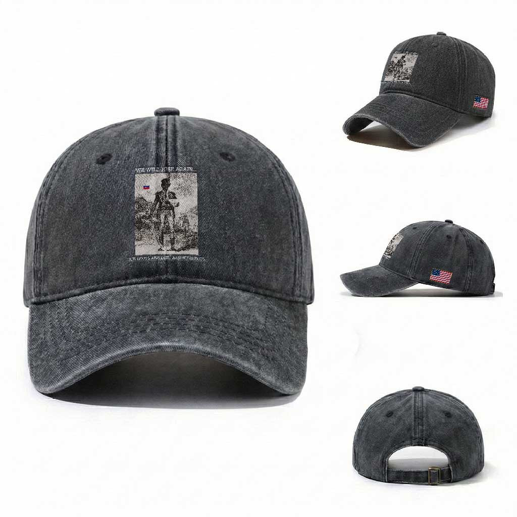 Haitian Revolution Toussaint Louverture Washed Cotton Baseball Cap We Will Rise Again Historic Graphic TS02 Washed Cap Universal Fit Dark Gray Print Your Wear