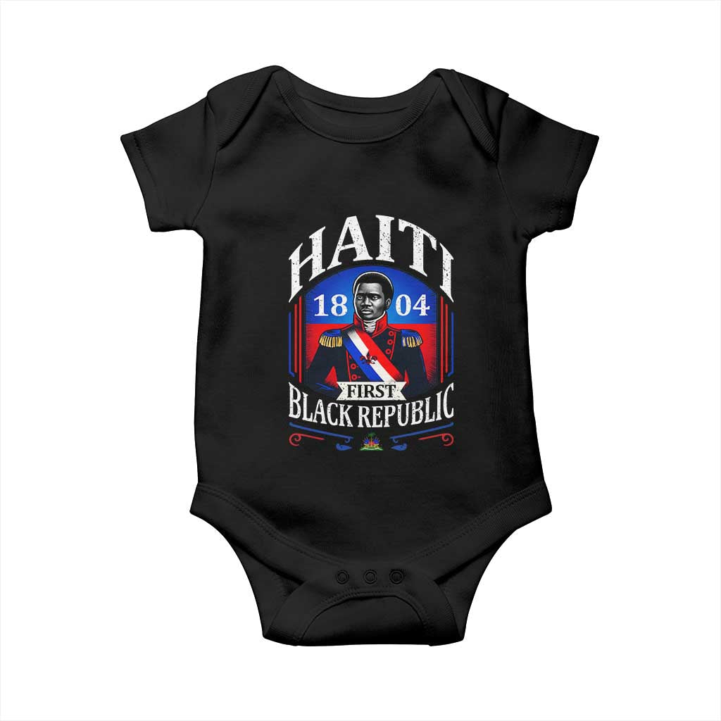 1804 First Black Republic Vintage Graphic Baby Onesie Jean Jacques Dessalines Historic TS02 Black Print Your Wear