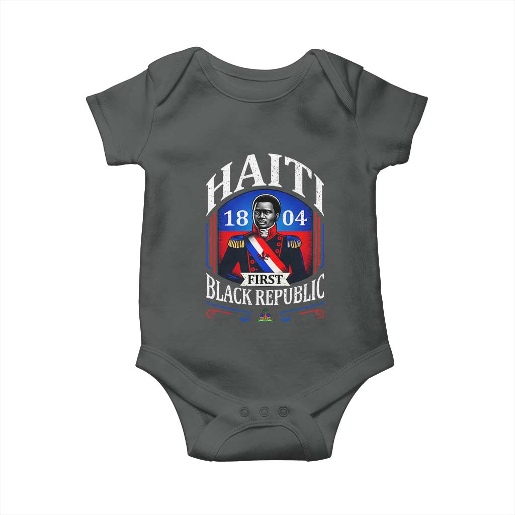 1804 First Black Republic Vintage Graphic Baby Onesie Jean Jacques Dessalines Historic TS02 Dark Heather Print Your Wear