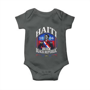 1804 First Black Republic Vintage Graphic Baby Onesie Jean Jacques Dessalines Historic TS02 Dark Heather Print Your Wear
