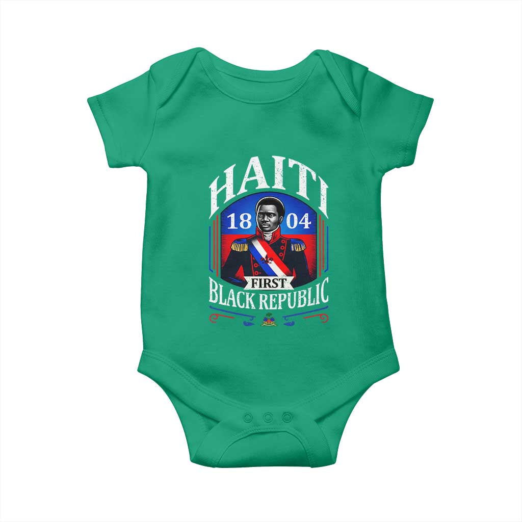1804 First Black Republic Vintage Graphic Baby Onesie Jean Jacques Dessalines Historic TS02 Irish Green Print Your Wear