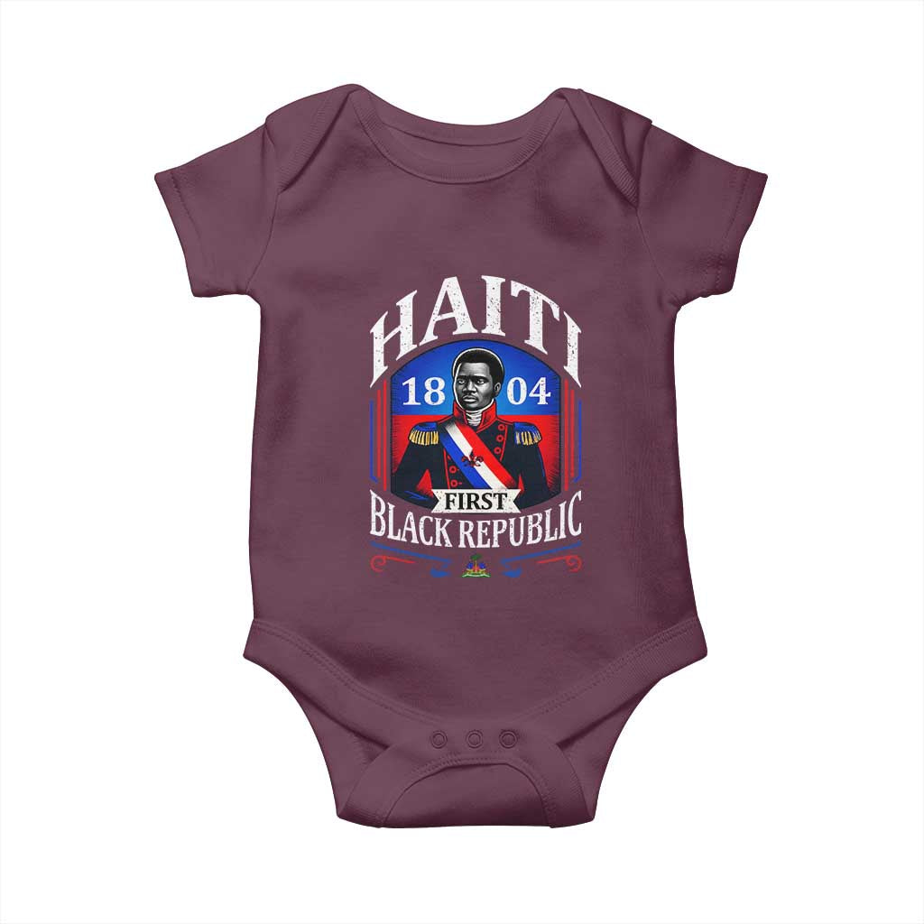 1804 First Black Republic Vintage Graphic Baby Onesie Jean Jacques Dessalines Historic TS02 Maroon Print Your Wear