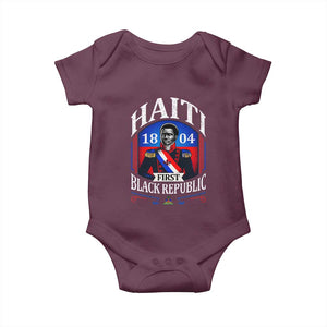 1804 First Black Republic Vintage Graphic Baby Onesie Jean Jacques Dessalines Historic TS02 Maroon Print Your Wear