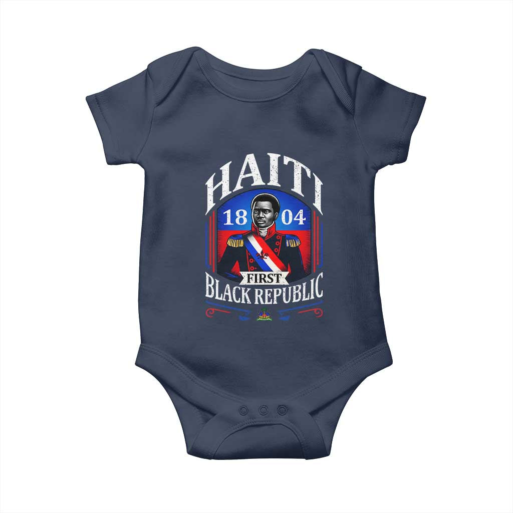 1804 First Black Republic Vintage Graphic Baby Onesie Jean Jacques Dessalines Historic TS02 Navy Print Your Wear