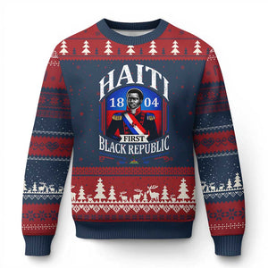 1804 First Black Republic Vintage Graphic Ugly Christmas Sweater Jean Jacques Dessalines Historic TS02 Navy Red Print Your Wear