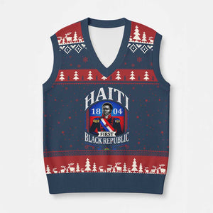 1804 First Black Republic Vintage Graphic V-Neck Knit Sweater Vest Jean Jacques Dessalines Historic TS02 Navy Red Print Your Wear