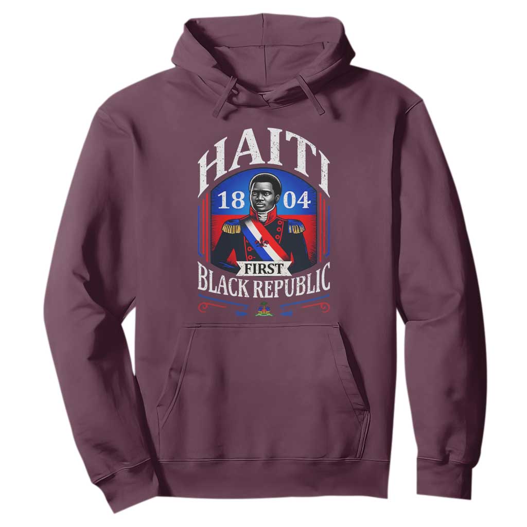 1804 First Black Republic Vintage Graphic Hoodie Jean Jacques Dessalines Historic TS02 Maroon Print Your Wear