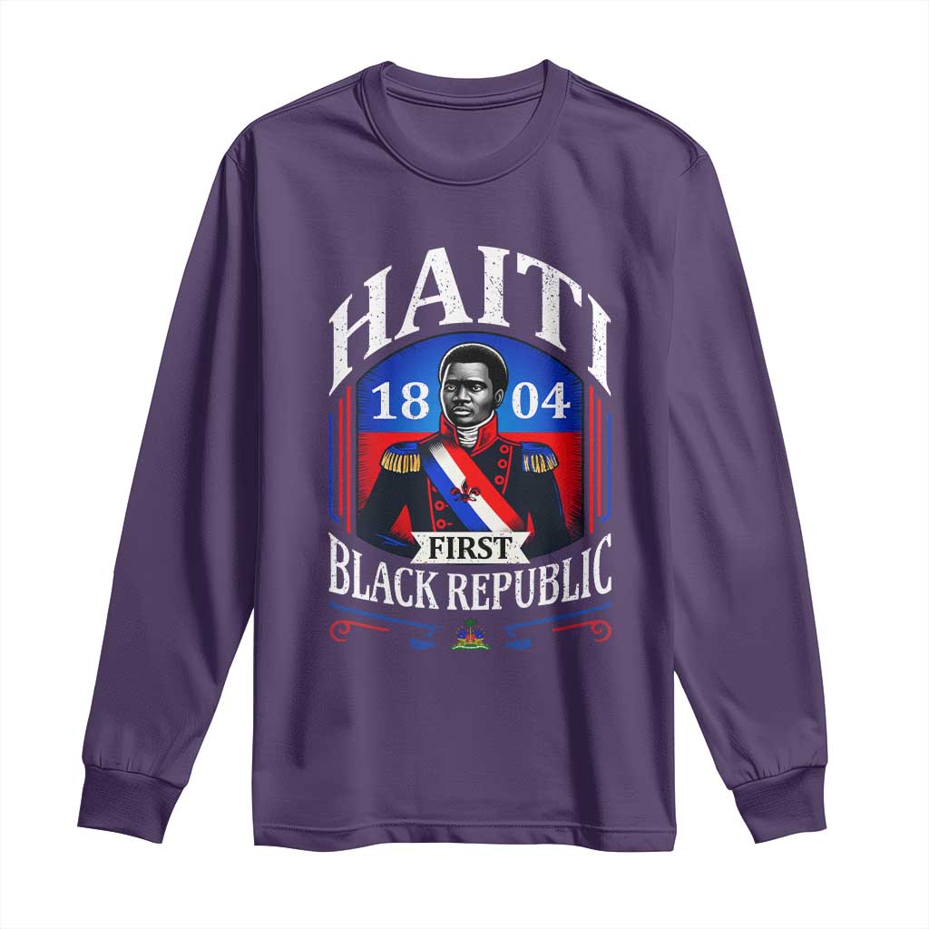 1804 First Black Republic Vintage Graphic Long Sleeve Shirt Jean Jacques Dessalines Historic TS02 Purple Print Your Wear