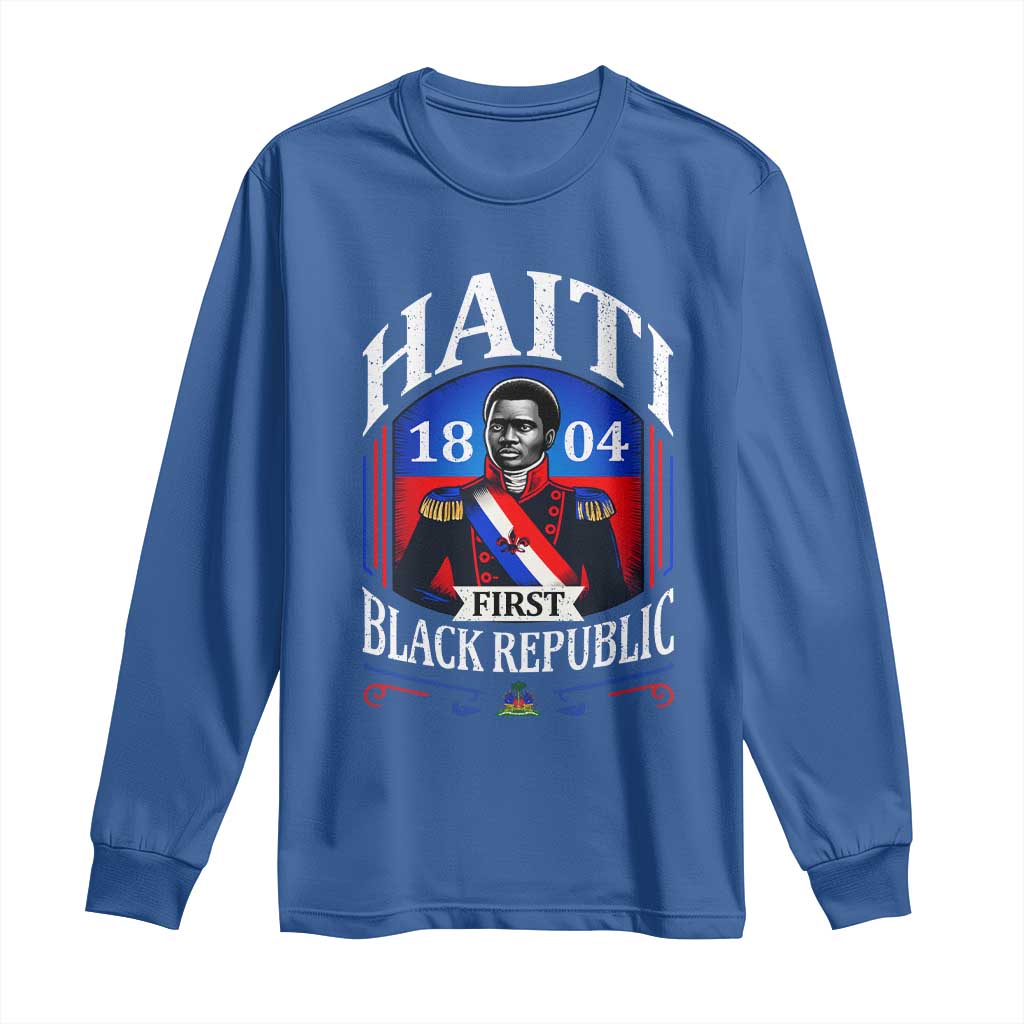 1804 First Black Republic Vintage Graphic Long Sleeve Shirt Jean Jacques Dessalines Historic TS02 Royal Blue Print Your Wear