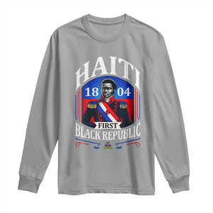 1804 First Black Republic Vintage Graphic Long Sleeve Shirt Jean Jacques Dessalines Historic TS02 Sport Gray Print Your Wear