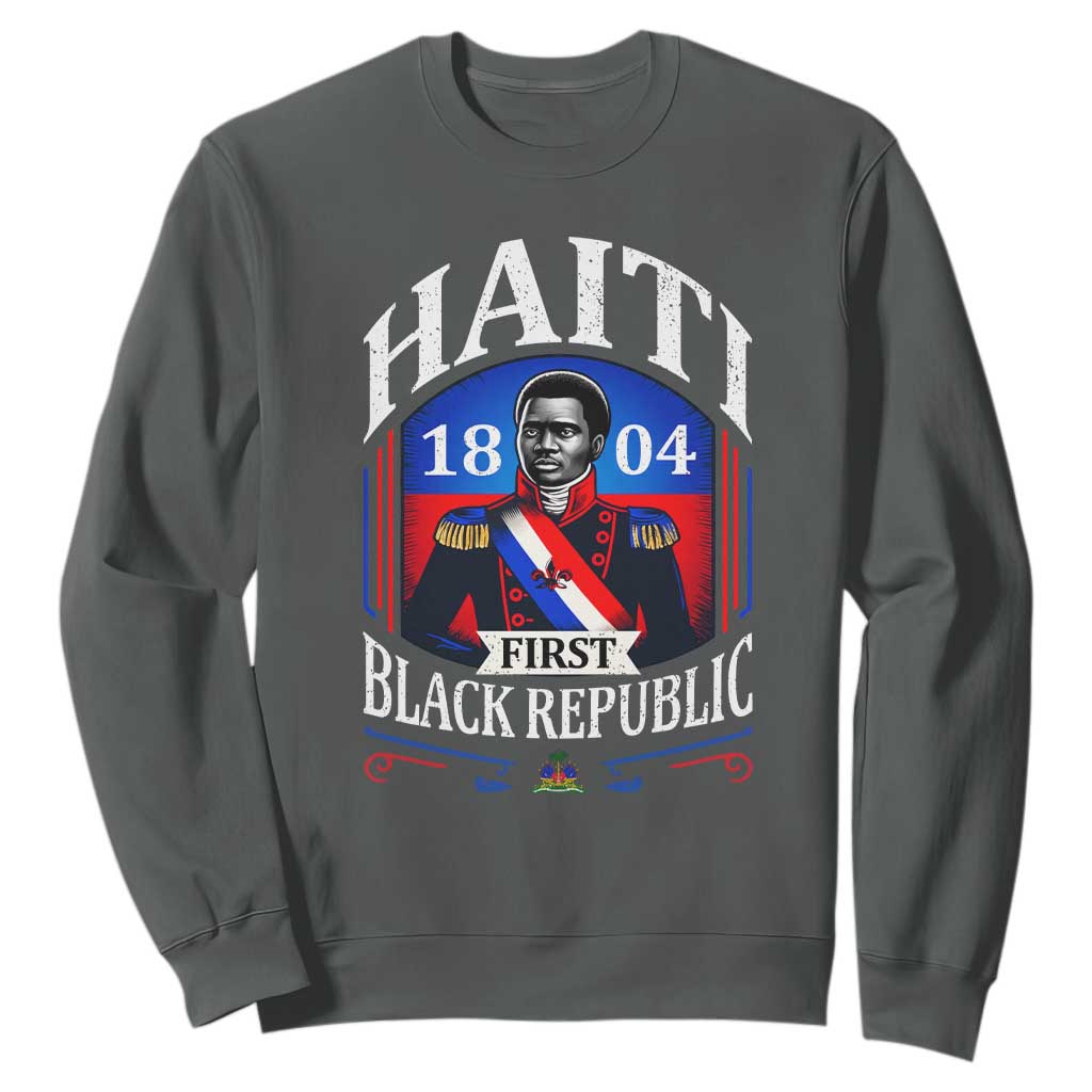 1804 First Black Republic Vintage Graphic Sweatshirt Jean Jacques Dessalines Historic TS02 Dark Heather Print Your Wear
