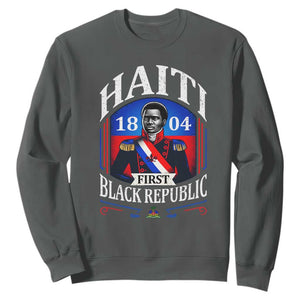 1804 First Black Republic Vintage Graphic Sweatshirt Jean Jacques Dessalines Historic TS02 Dark Heather Print Your Wear