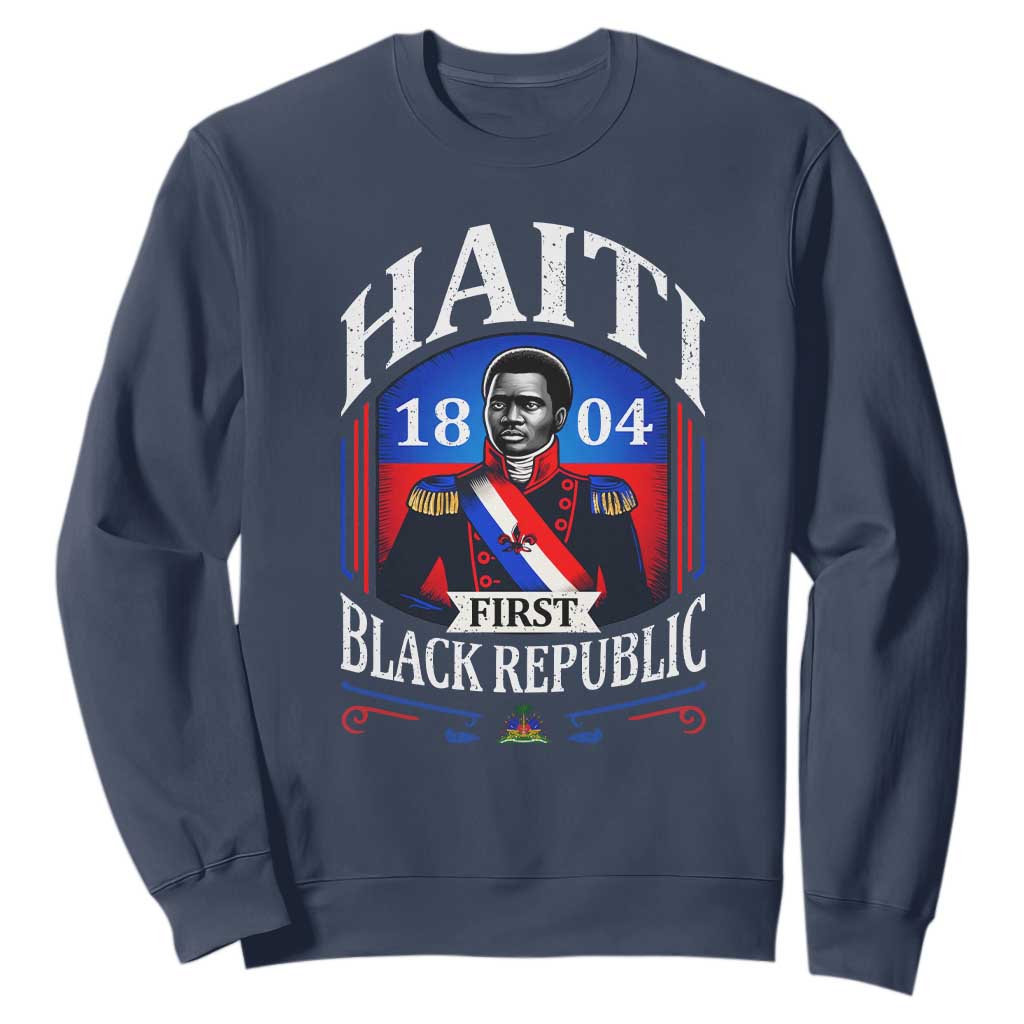 1804 First Black Republic Vintage Graphic Sweatshirt Jean Jacques Dessalines Historic TS02 Navy Print Your Wear
