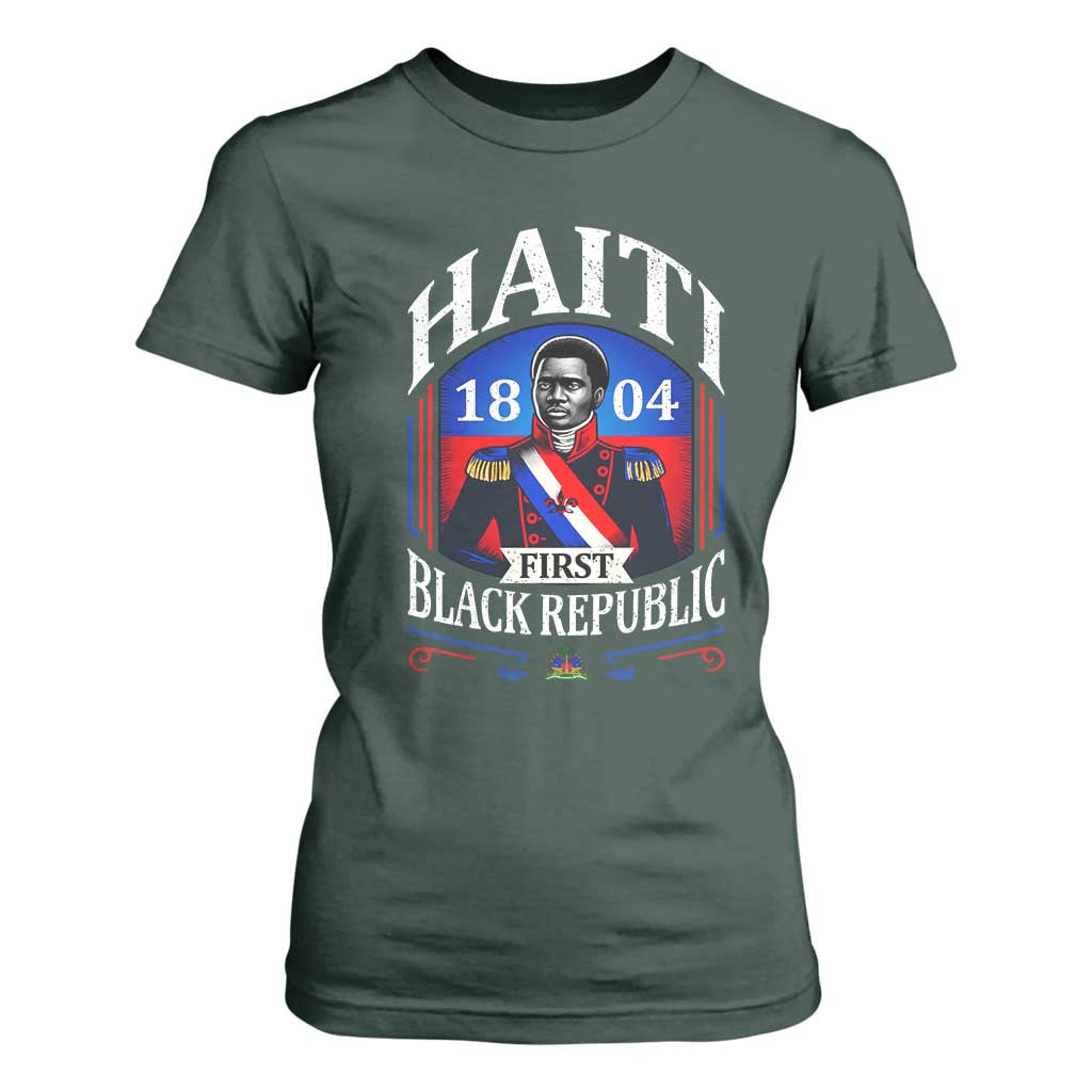 1804 First Black Republic Vintage Graphic T Shirt For Women Jean Jacques Dessalines Historic TS02 Dark Forest Green Print Your Wear